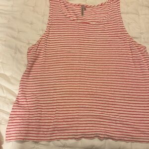 Banana Republic signature tee tank top, pink and stripe, sz XL